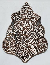 Large Indian Wooden Printing Block - Ganesh Elephant