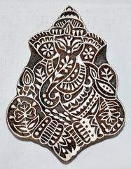Large Indian Wooden Printing Block - Ganesh Elephant