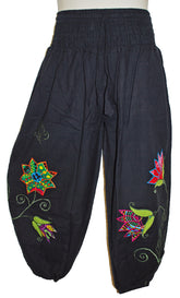 Hippy Butterfly & Flower Pattern Cotton Trousers