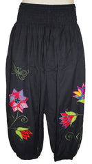 Hippy Butterfly & Flower Pattern Cotton Trousers
