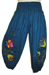 Hippy Butterfly & Flower Pattern Cotton Trousers