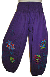 Hippy Butterfly & Flower Pattern Cotton Trousers