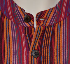 Striped Cotton Collarless Shirt