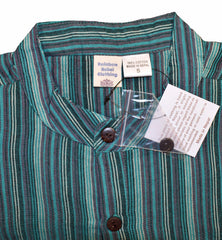 Striped Cotton Collarless Shirt