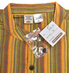 Striped Cotton Collarless Shirt