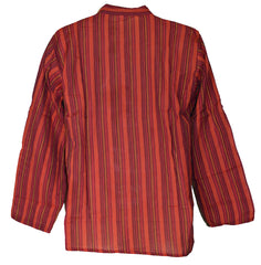 Striped Cotton Collarless Shirt