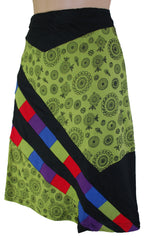 Patchwork Striped Cotton Skirt