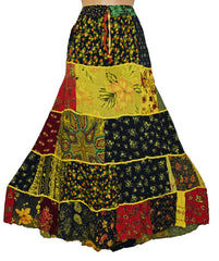 Overdyed Patchwork Cotton & Rayon Skirt