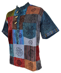 Patchwork Cotton Short Sleeve Shirt