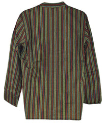 Striped Cotton Collarless Shirt