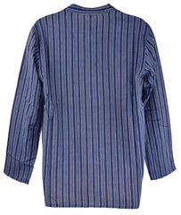 Striped Cotton Collarless Shirt