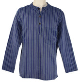 Striped Cotton Collarless Shirt