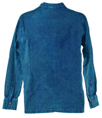 Stonewashed Cotton Full Button Collarless Shirt