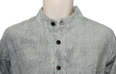 Stonewashed Cotton Full Button Collarless Shirt