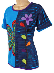 Flower Cut Cotton T-Shirt Top