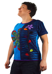 Flower Cut Cotton T-Shirt Top