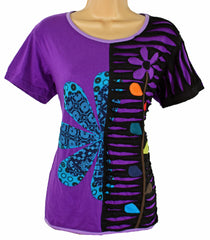 Flower Cut Cotton T-Shirt Top