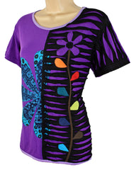 Flower Cut Cotton T-Shirt Top