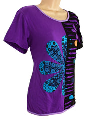 Flower Cut Cotton T-Shirt Top