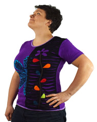 Flower Cut Cotton T-Shirt Top