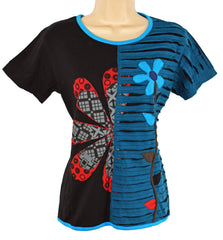 Flower Cut Cotton T-Shirt Top