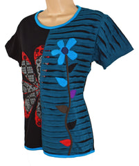 Flower Cut Cotton T-Shirt Top