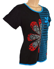 Flower Cut Cotton T-Shirt Top