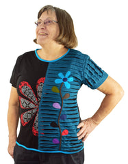 Flower Cut Cotton T-Shirt Top