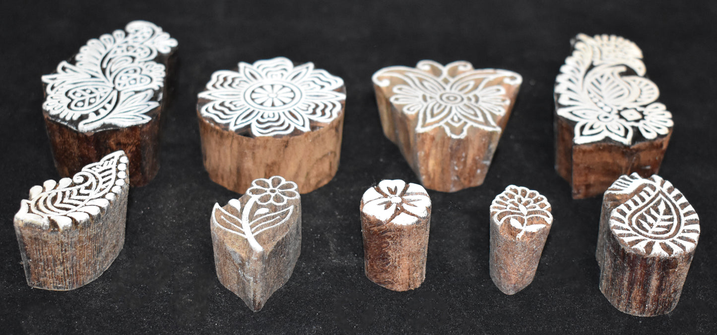 Indian Wood Printing Block Set -  Butterfly Leaf