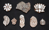 Indian Wood Printing Block Set - Peacock Lotus