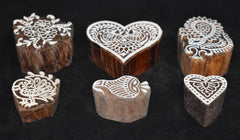 Indian Wood Printing Block Set - Peacocks
