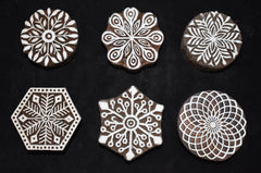 Indian Wood Printing Block - Snowflakes