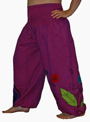 Hippy Flower Pattern Cotton Trousers