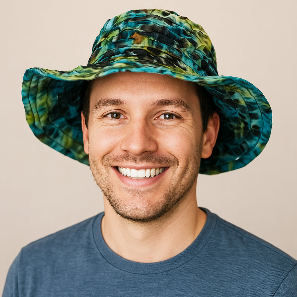 New Razor Cut Tie Dye Wide Brim Hat