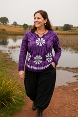 Tie Dye Cotton V Neck Top