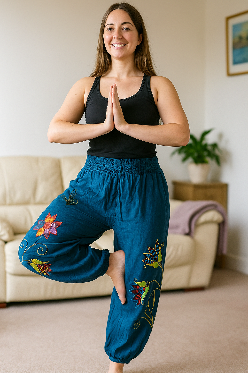 Hippy Butterfly & Flower Pattern Cotton "Marian" Trousers