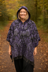 Paisley Flower Pattern Acrylic Fleece Poncho