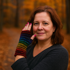 Rainbow Knitted Wool Fleece Lined Wrist Warmer