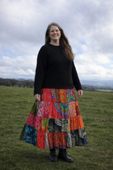 Patchwork Rayon Crinkle Skirt