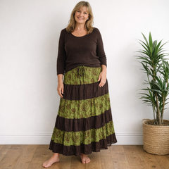 Crinkle Cotton Tiered Skirt