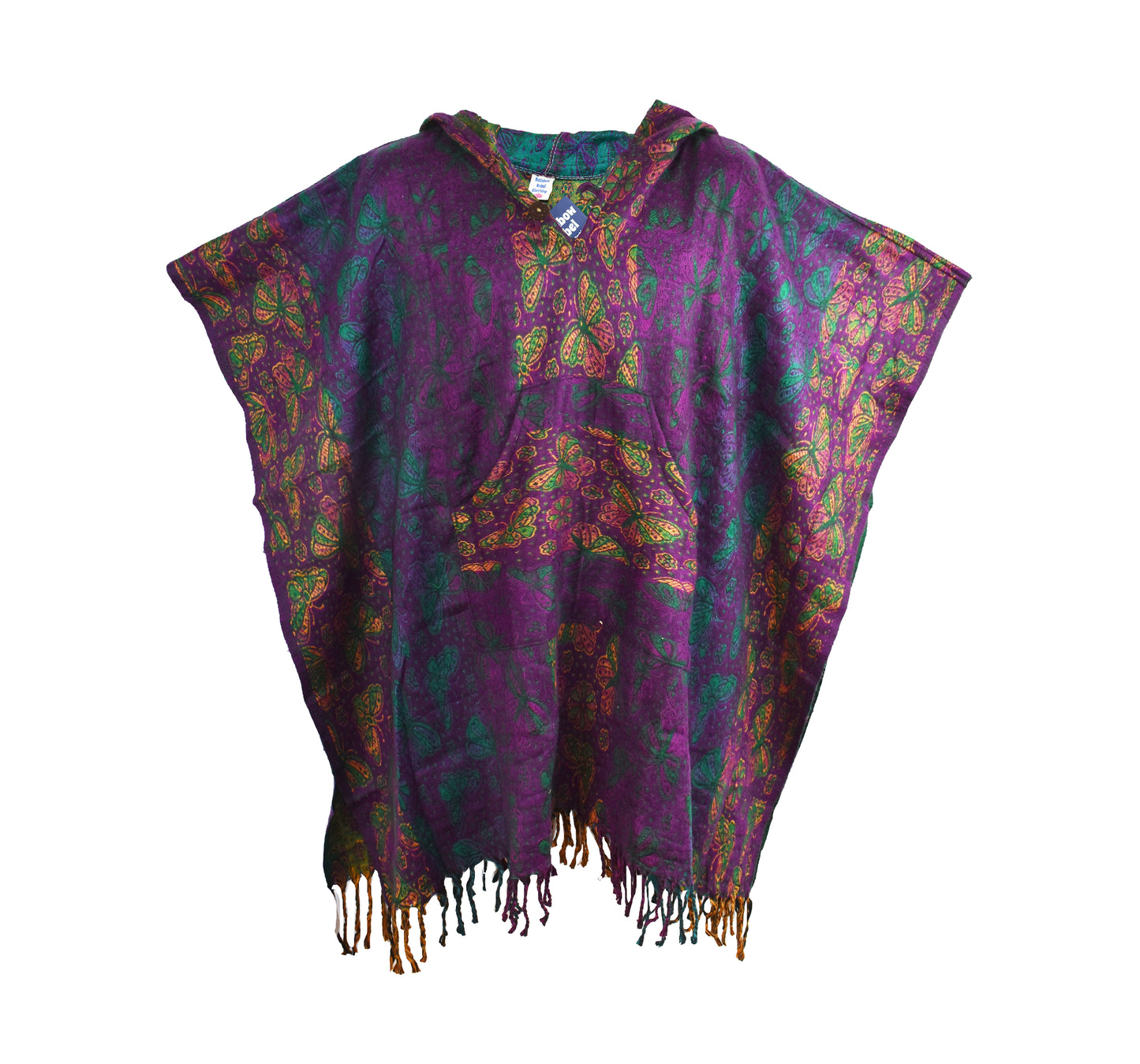 Butterfly Pattern Acrylic Fleece Poncho