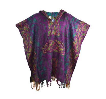 Butterfly Pattern Acrylic Fleece Poncho