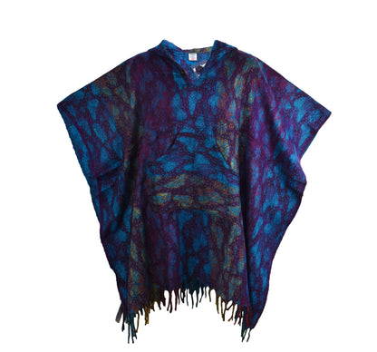 Butterfly Pattern Acrylic Fleece Poncho