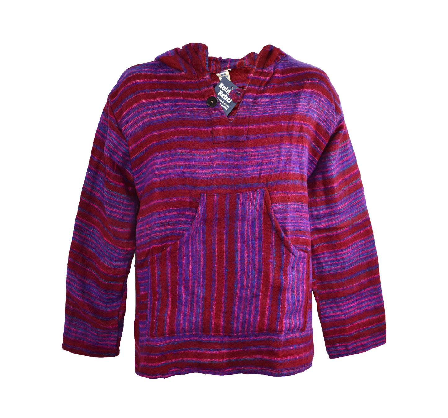 Striped Pattern Acrylic Fleece Hoody