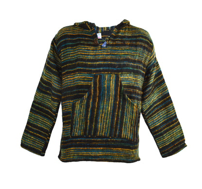 Striped Pattern Acrylic Fleece Hoody