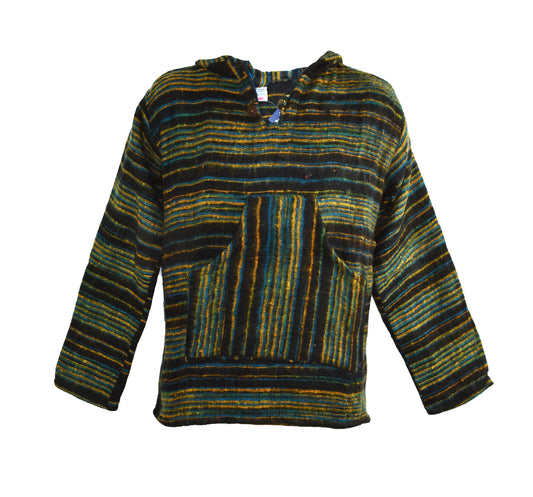 Striped Pattern Acrylic Fleece Hoody