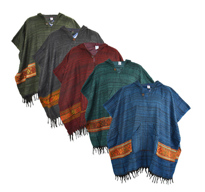 Blended Stripe Acrylic Fleece Poncho