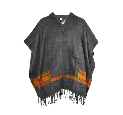 Blended Stripe Acrylic Fleece Poncho