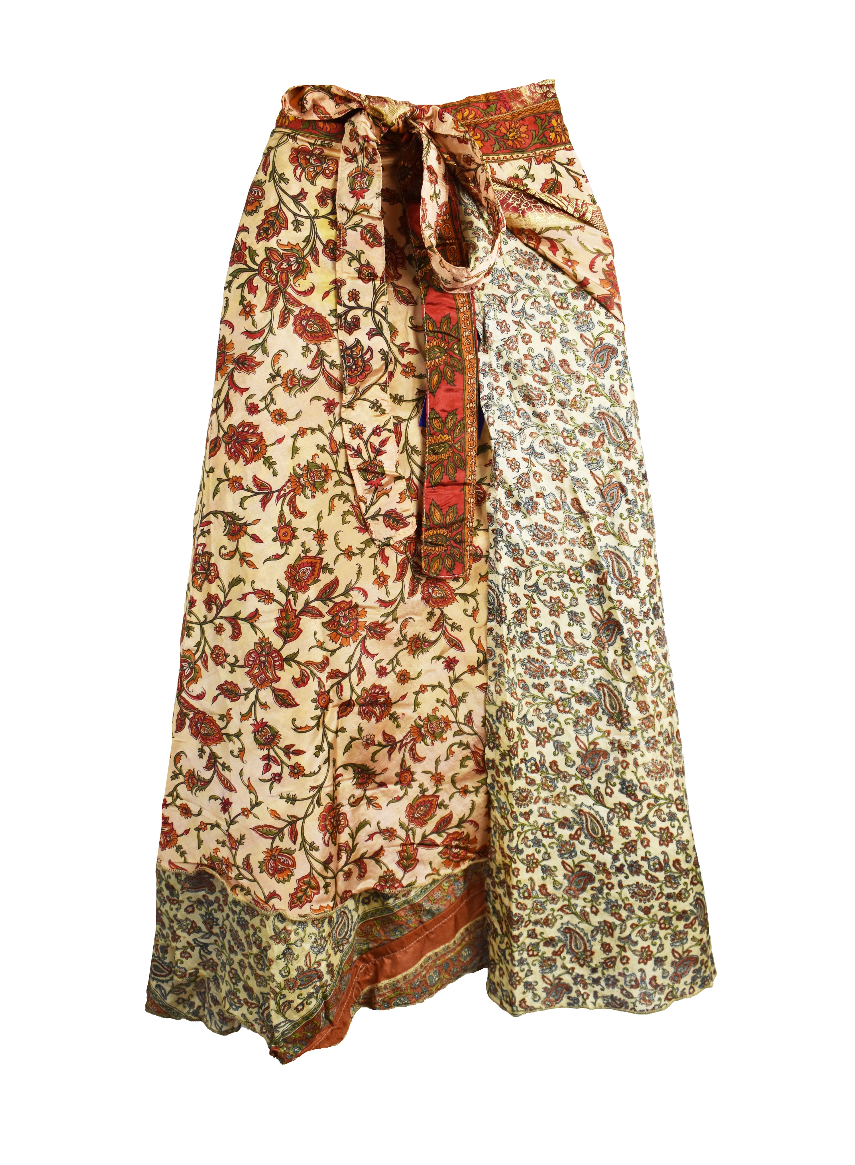 Tea Calf Length Sari Silk Wrap Skirt 64"