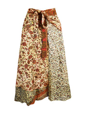 Tea Calf Length Sari Silk Wrap Skirt 64"